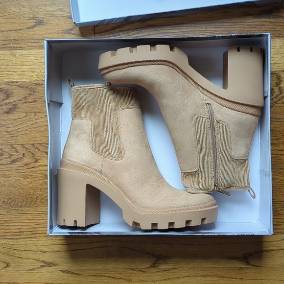 JLO Jennifer Lopez Emalee Bootie Chunky Platform Boot Women's Size 10 In Cashew - Picture 14 of 16